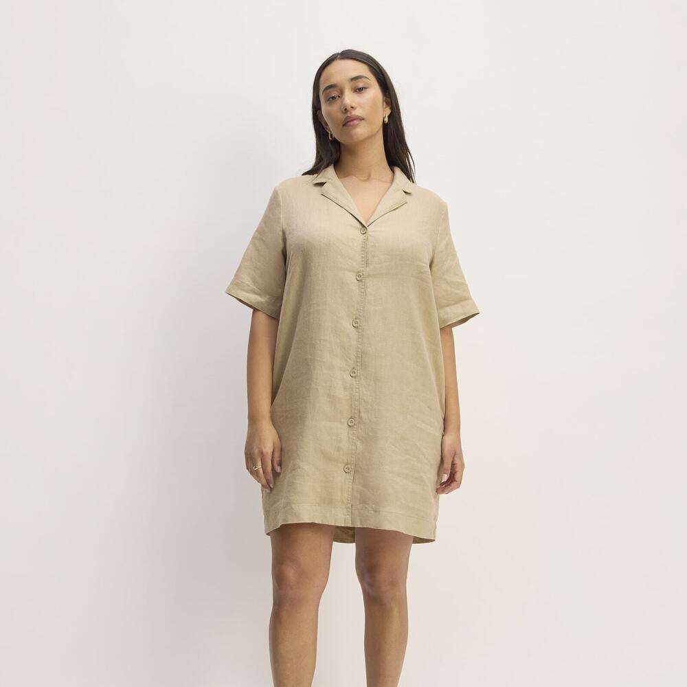 Everlane The Shirtdress in Linen Tan Base - Size M
